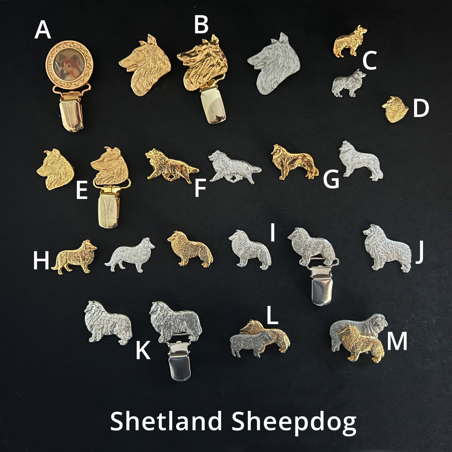 Shetland Sheepdog - Brooches, Showclips & Tiebars