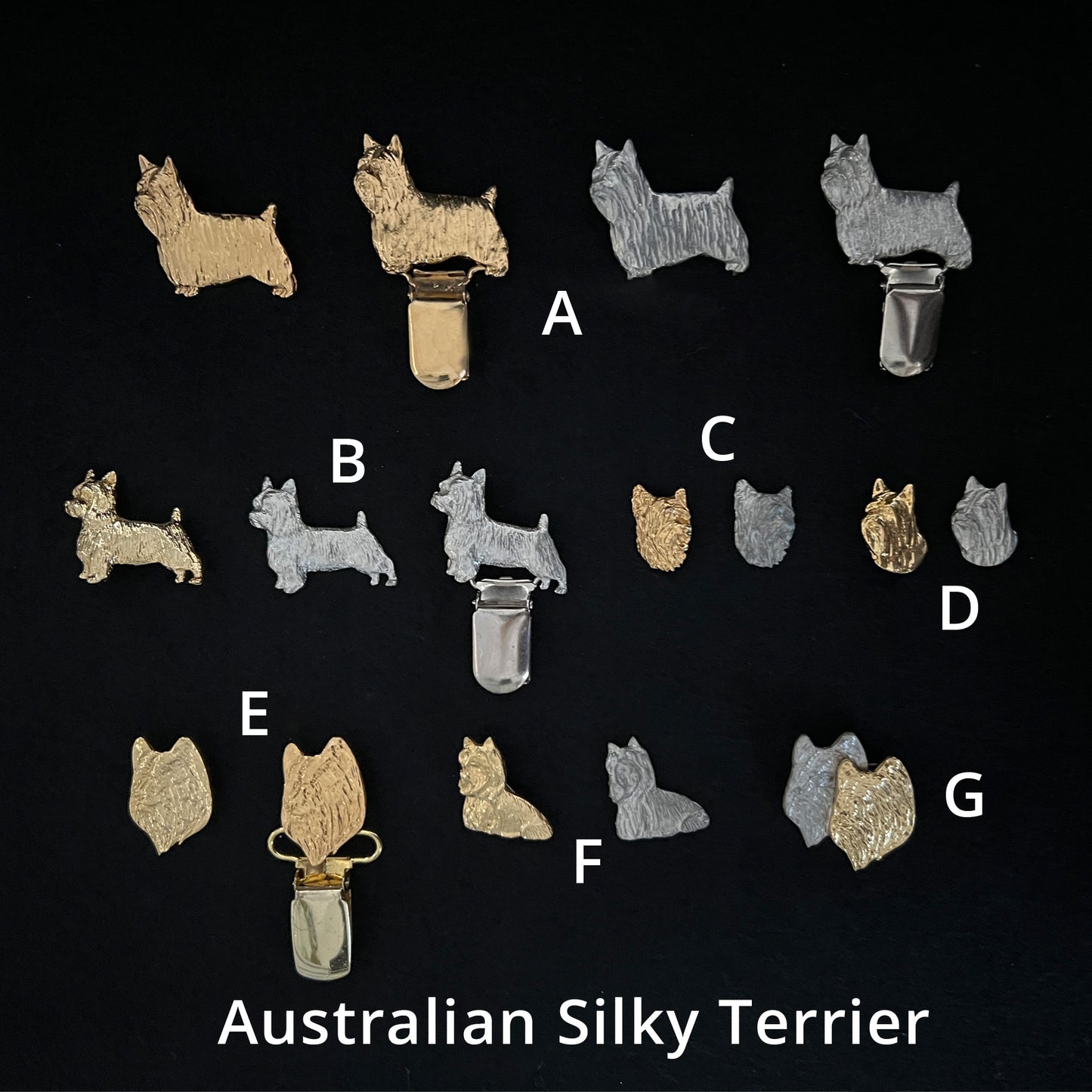 Australian Silky Terrier - Brooches, Showclips & Tiebars