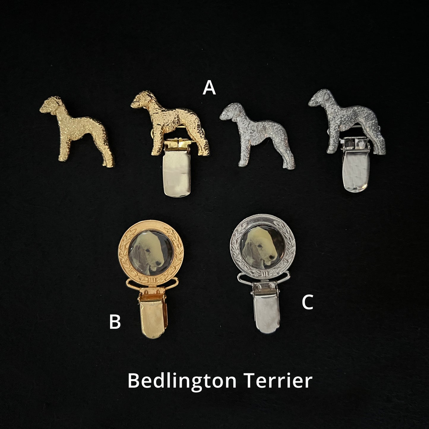 Bedlington Terrier - Brooches, Showclips & Tiebars