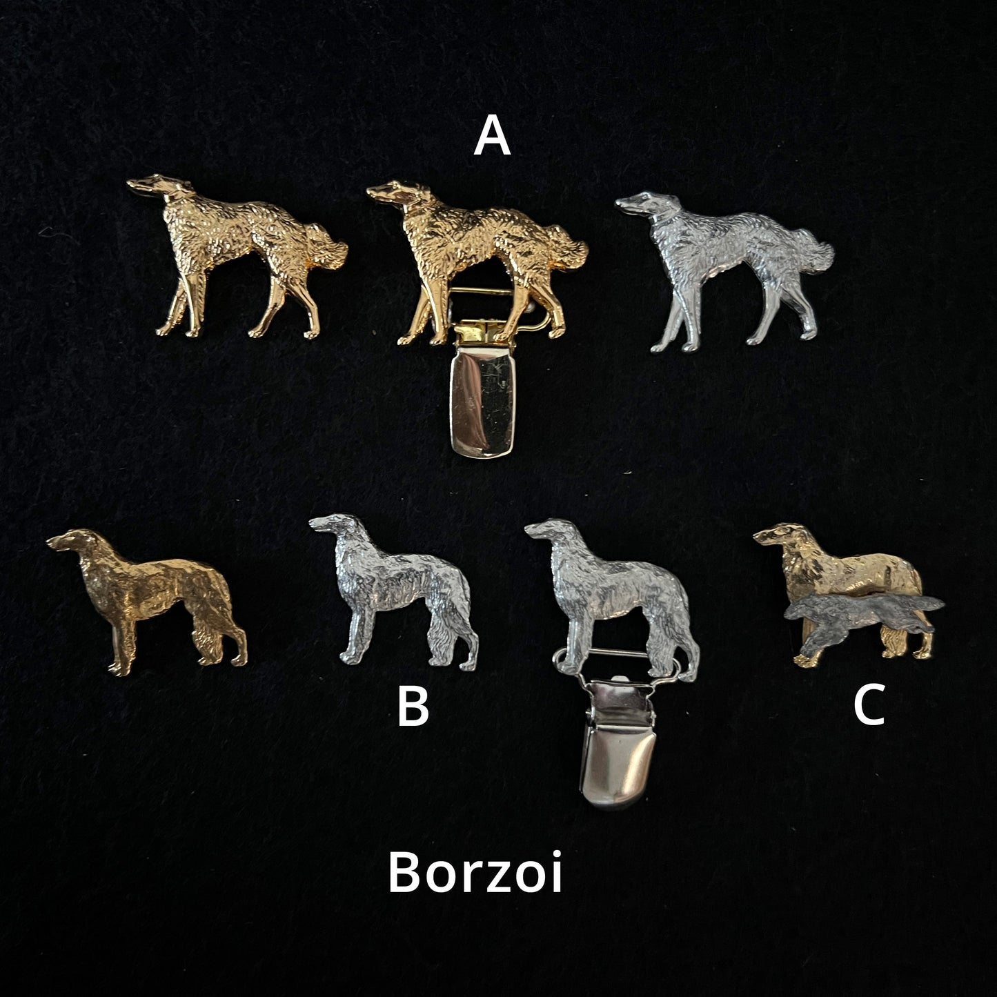 Borzoi - Brooches, Showclips & Tiebars