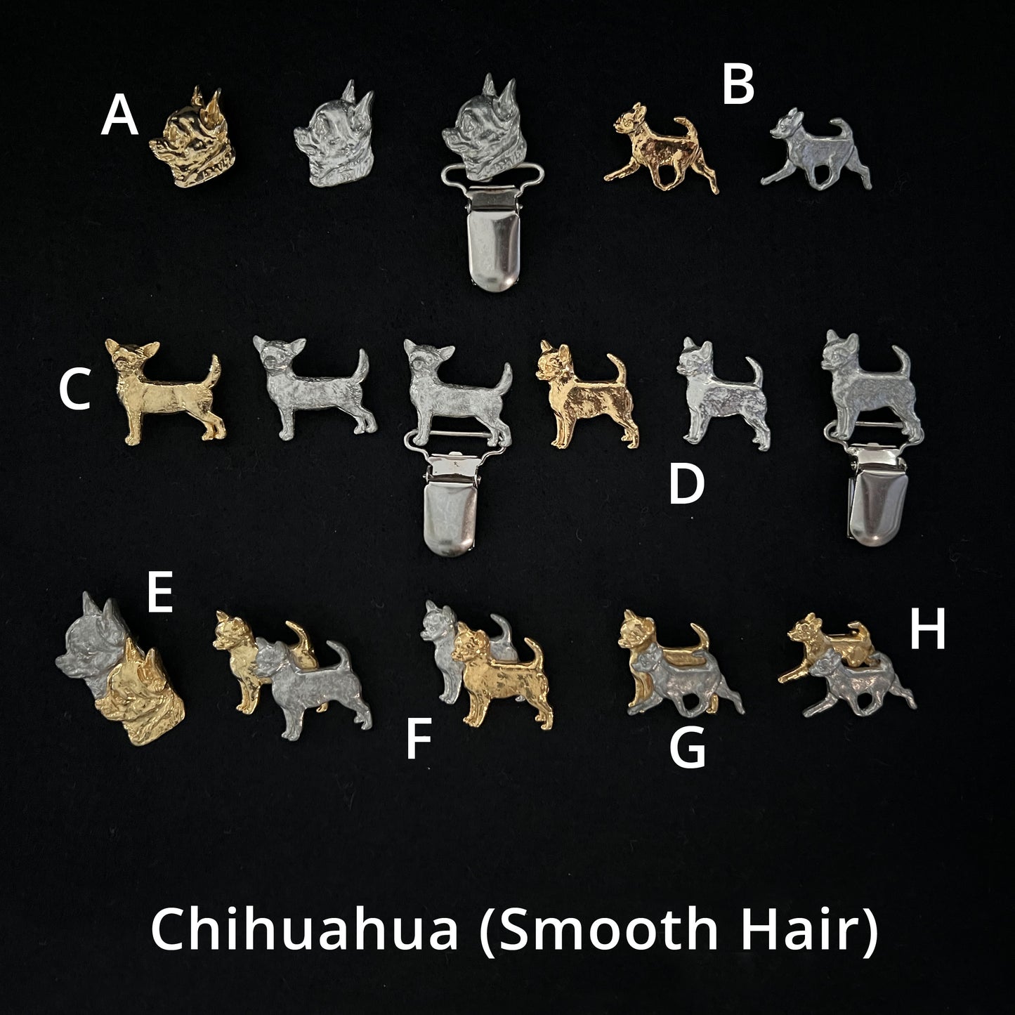 Chihuahua Smooth Coat - Brooches, Showclips & Tiebars