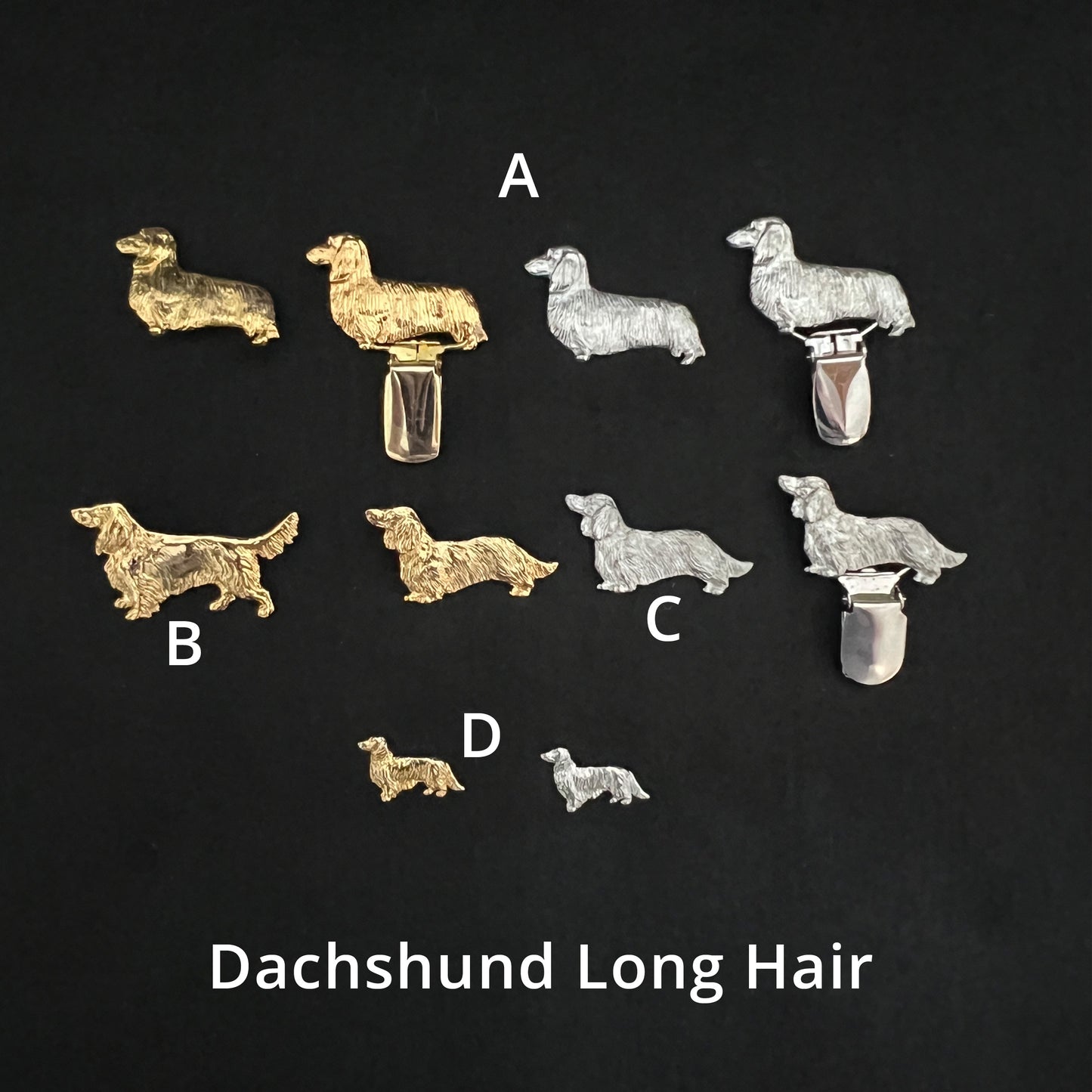 Dachshund Long Hair - Brooches, Showclips & Tiebars