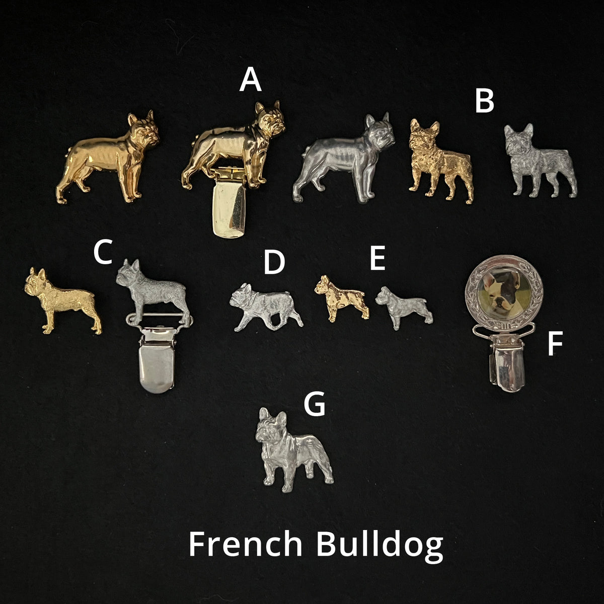 French Bulldog - Brooches, Showclips & Tiebars