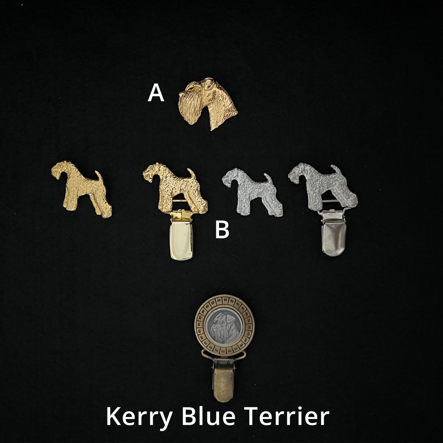 Kerry Blue Terrier - Brooches, Showclips & Tiebars
