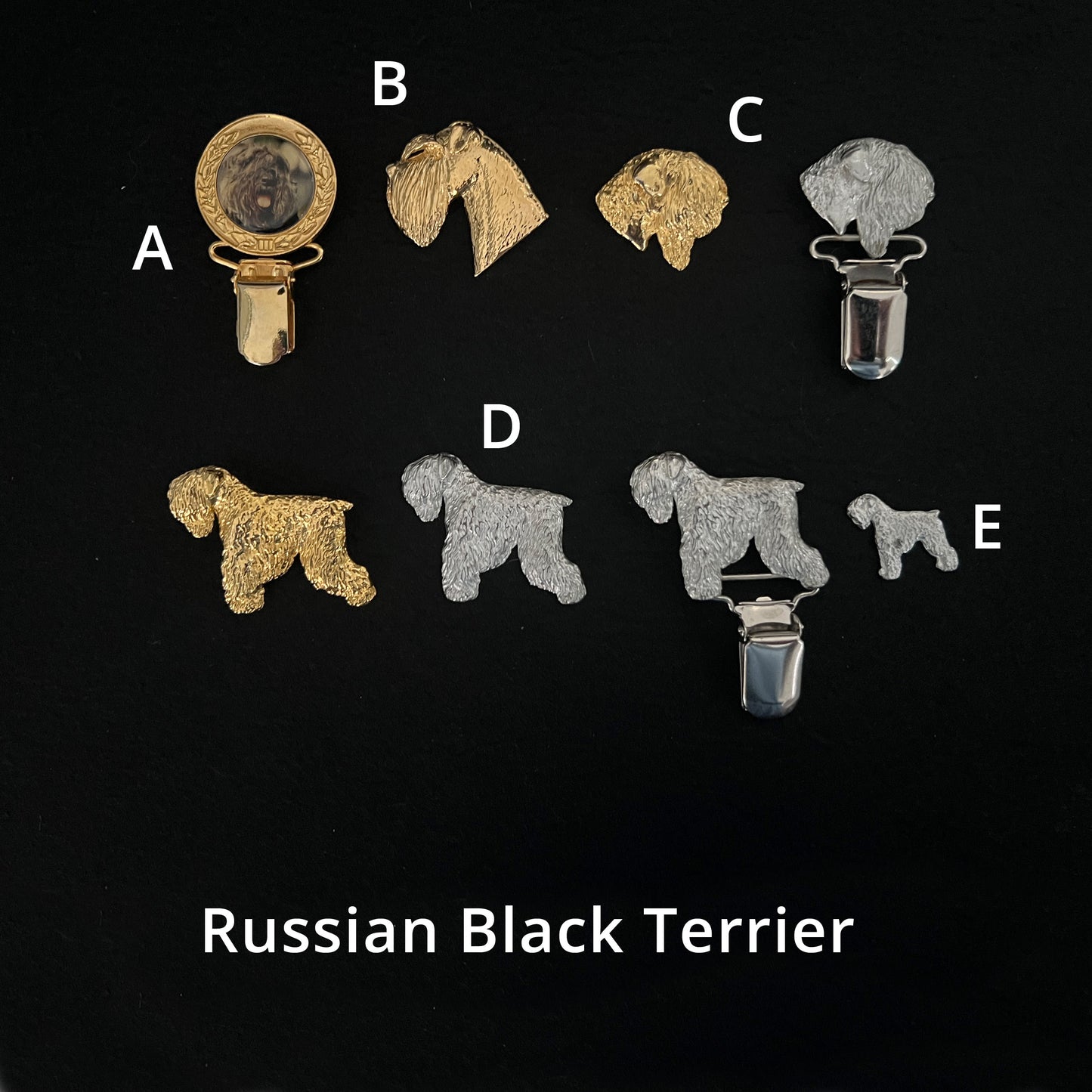 Russian Black Terrier - Brooches, Showclips & Tiebars