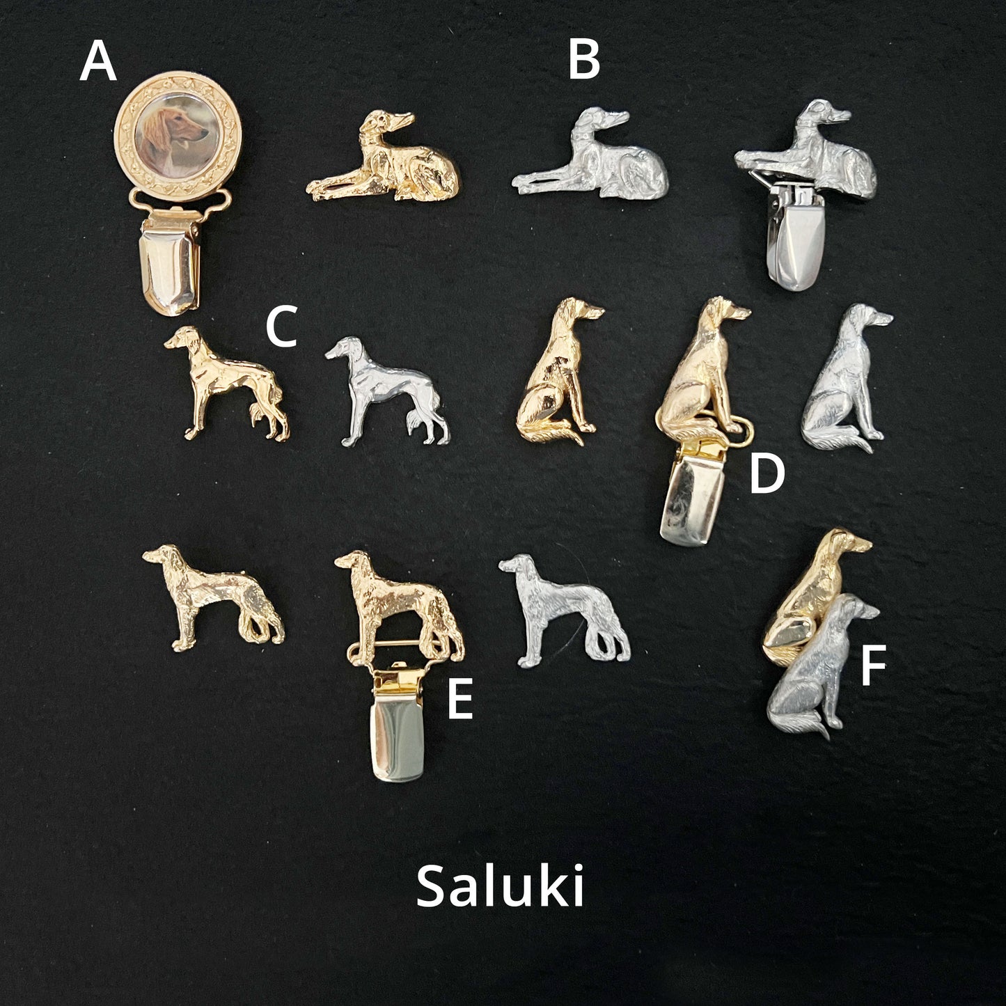 Saluki - Brooches, Showclips & Tiebars