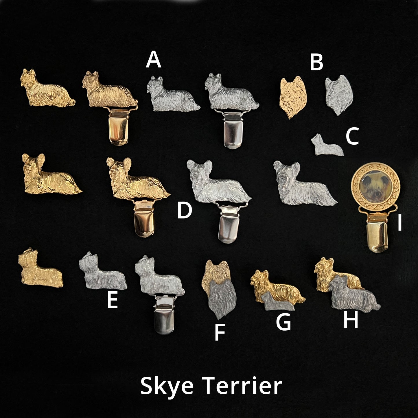 Skye Terrier - Brooches, Showclips & Tiebars