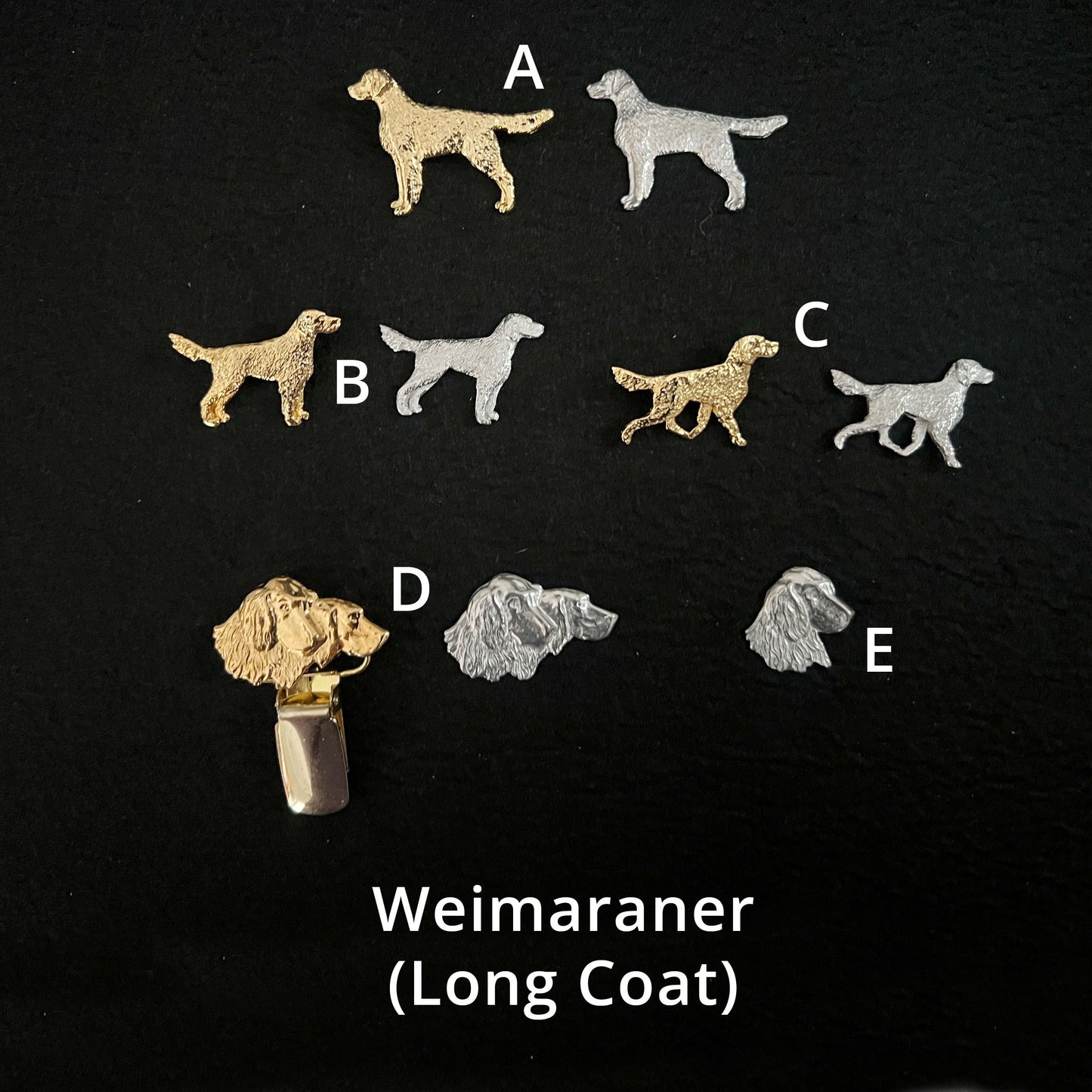 Weimaraner Long Hair - Brooches, Showclips & Tiebars