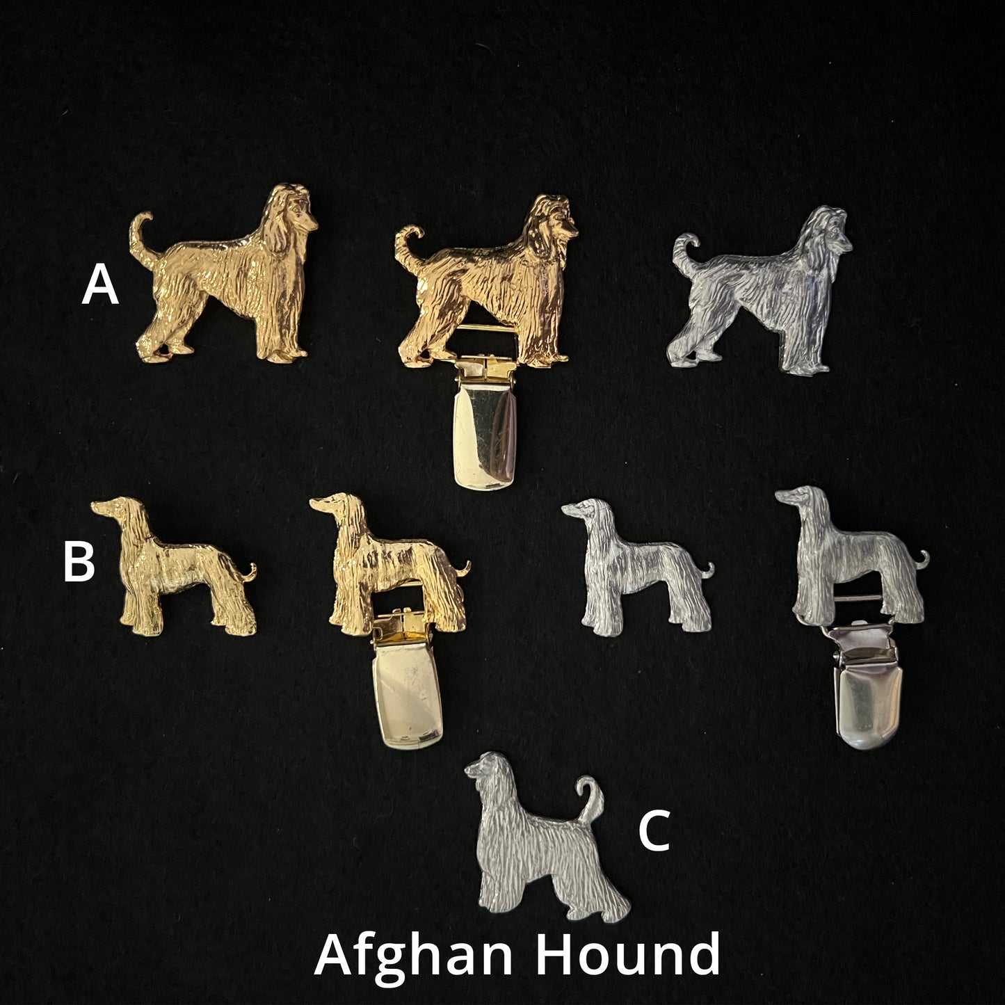 Afghan Hound - Brooches, Showclips & Tiebars