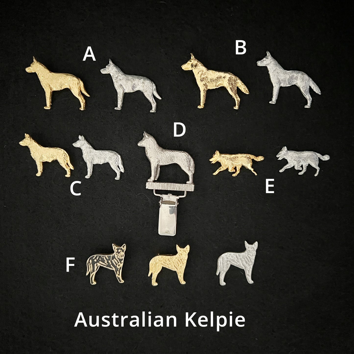 Australian Kelpie - Brooches, Showclips & Tiebars