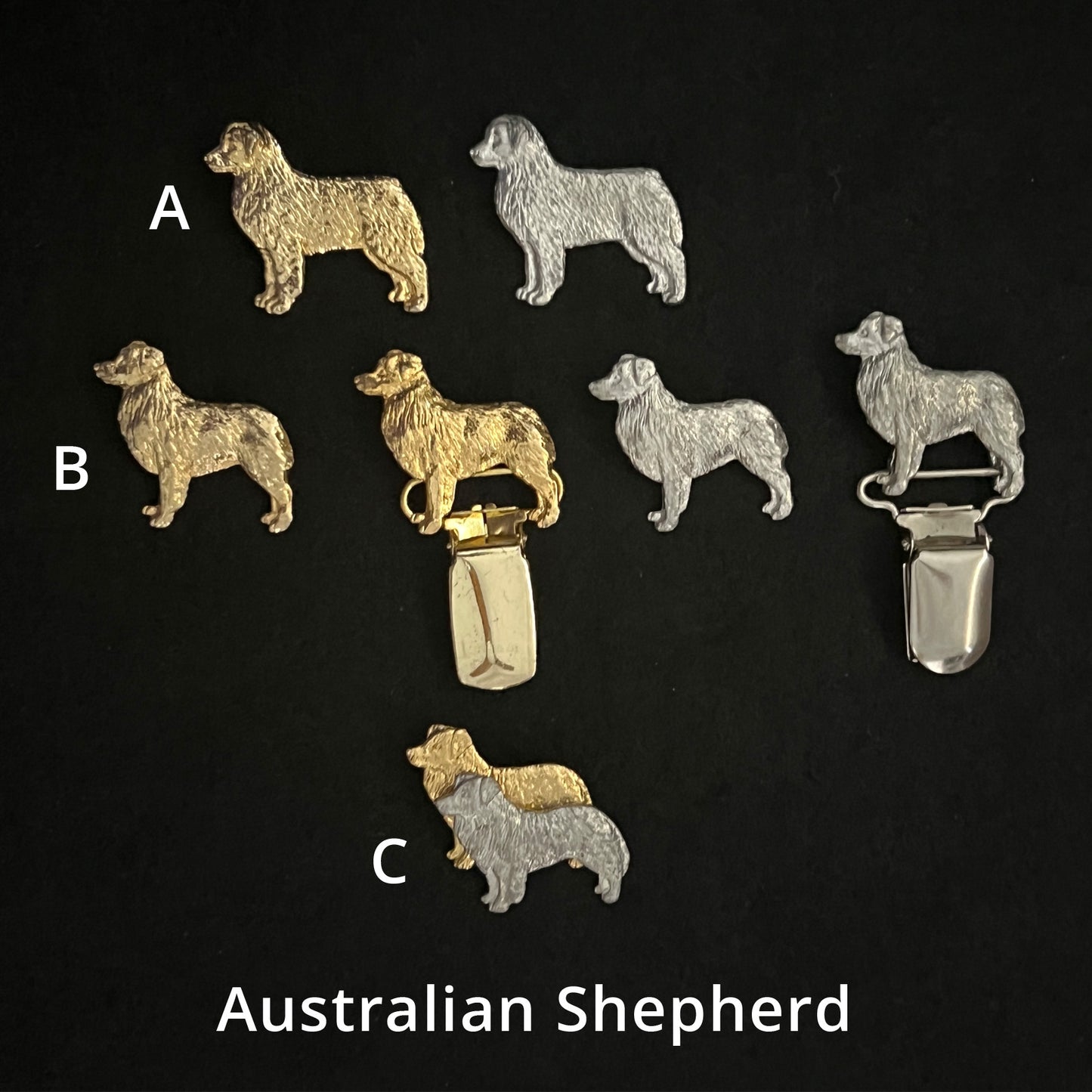 Australian Shepherd - Brooches, Showclips & Tiebars