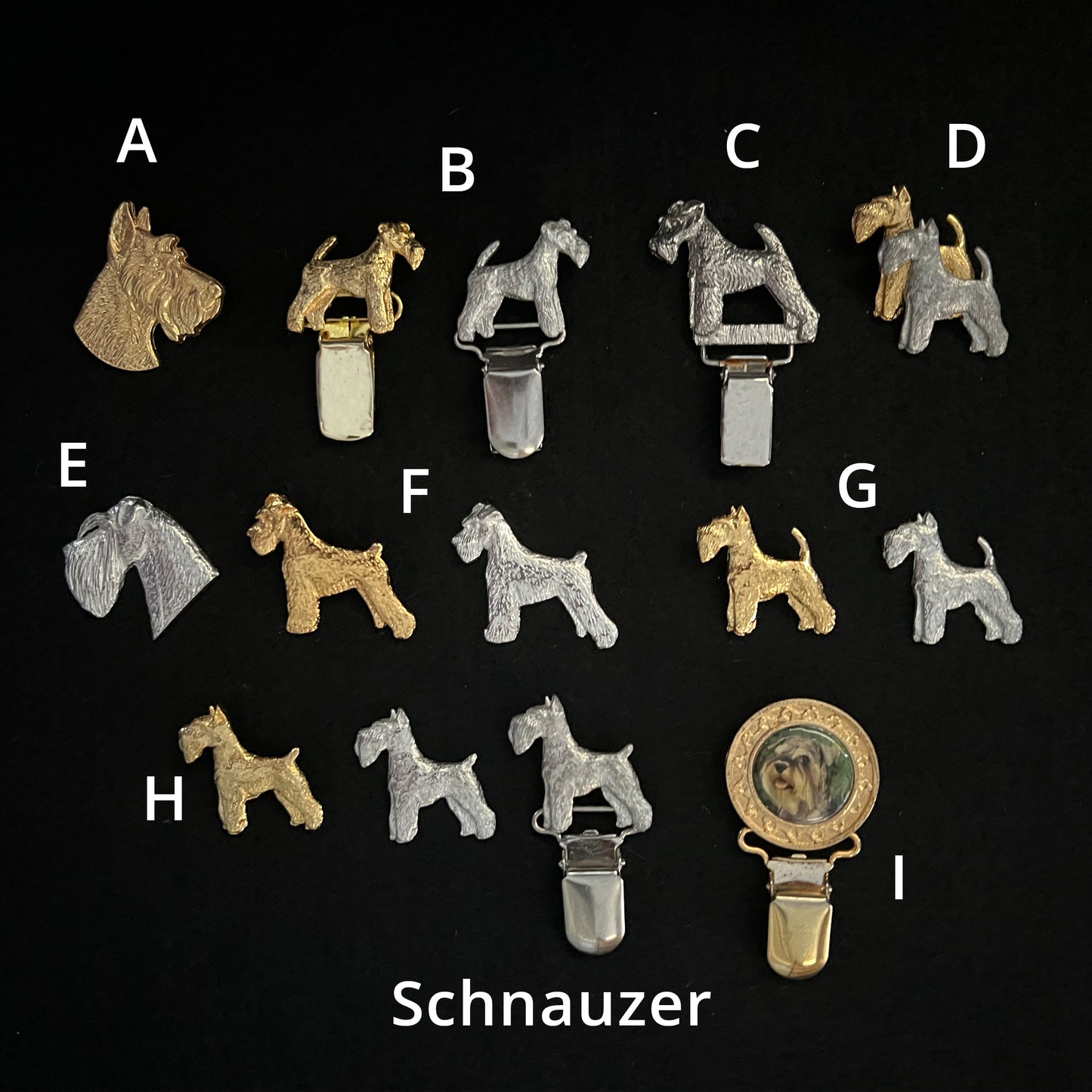 Schnauzer - Brooches, Showclips & Tiebars