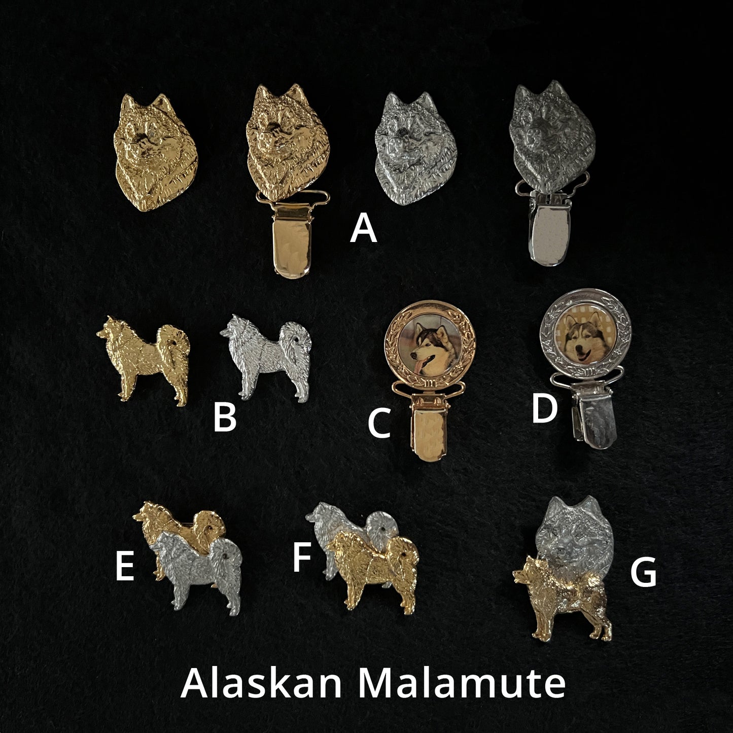 Alaskan Malamute - Brooches, Showclips & Tiebars