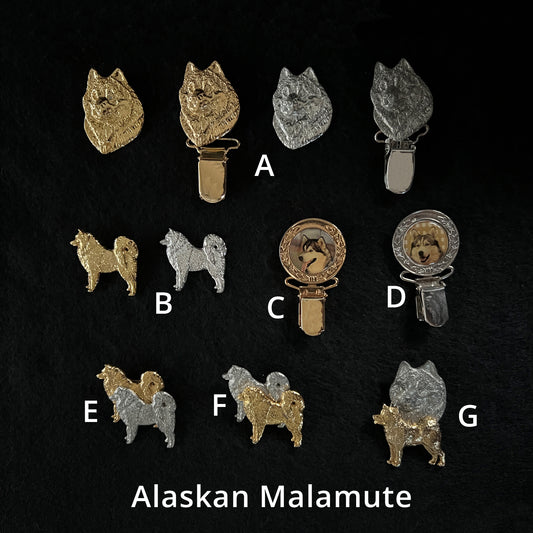 Alaskan Malamute - Brooches, Showclips & Tiebars
