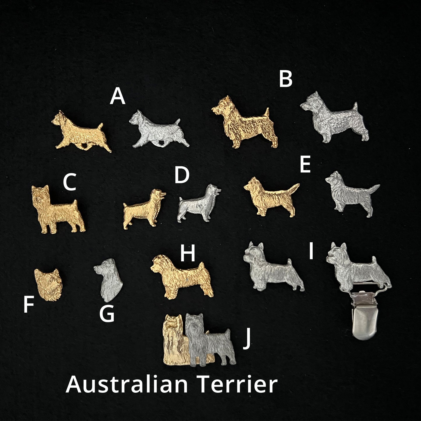 Australian Terrier dog metal figurines 