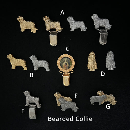Bearded Collie - Brooches, Showclips & Tiebars