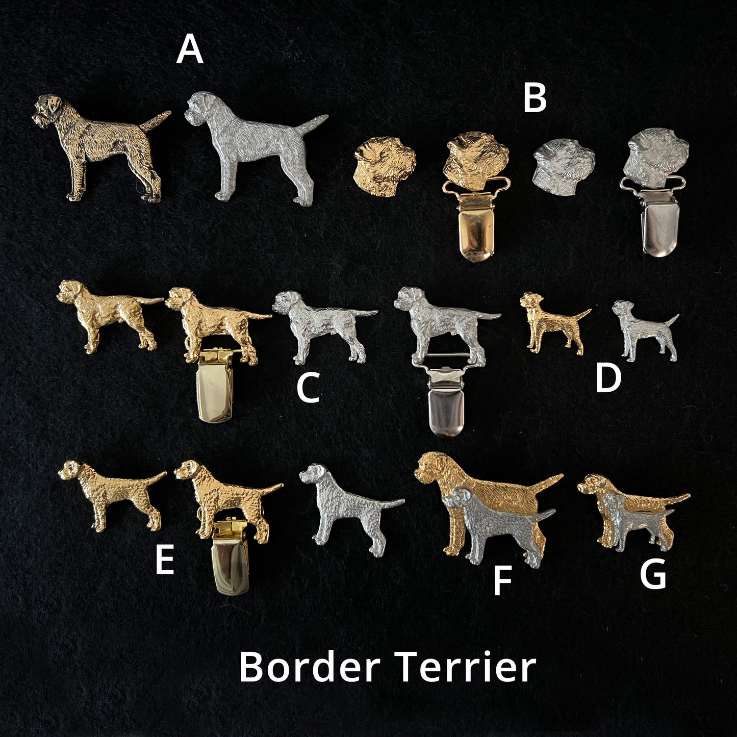 Border Terrier - Brooches, Showclips & Tiebars