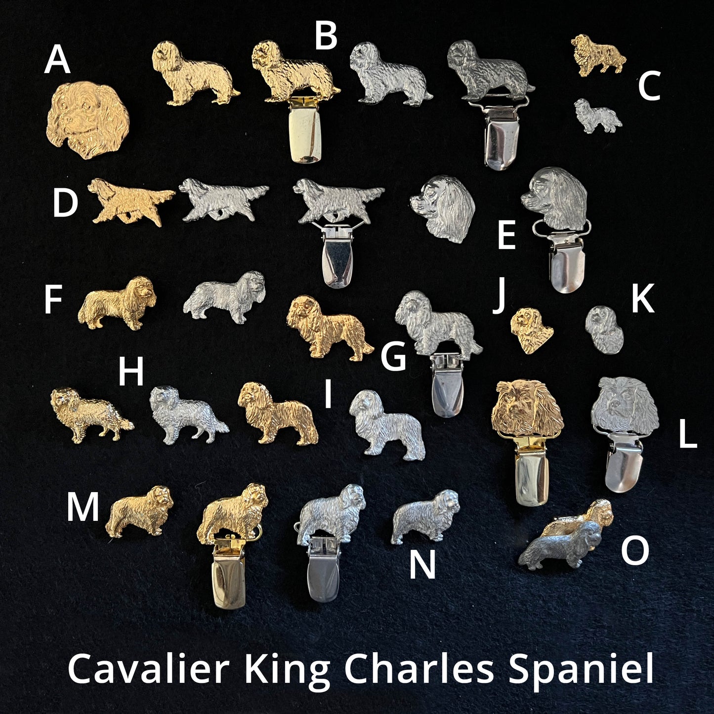 Cavalier King Charles Spaniel - Brooches, Showclips & Tiebars