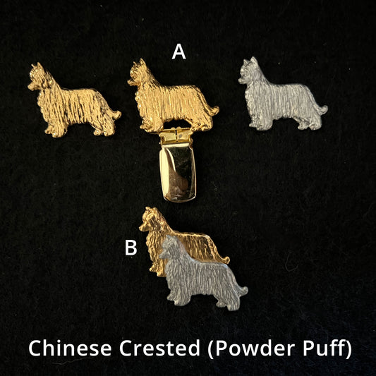 Chinese Crested Powder Puff - Brooches, Showclips & Tiebars