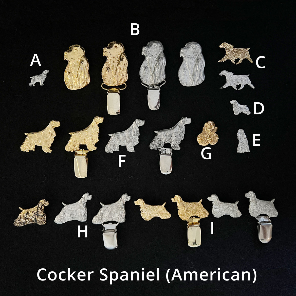 Cocker Spaniel (American) - Brooches, Showclips & Tiebars