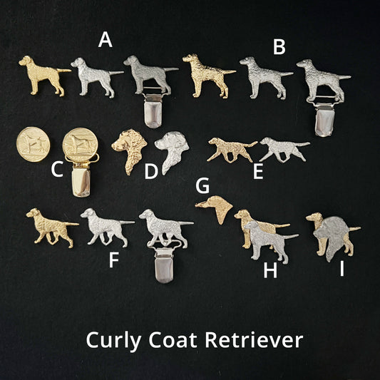 Curly Coat Retriever - Brooches, Showclips & Tiebars