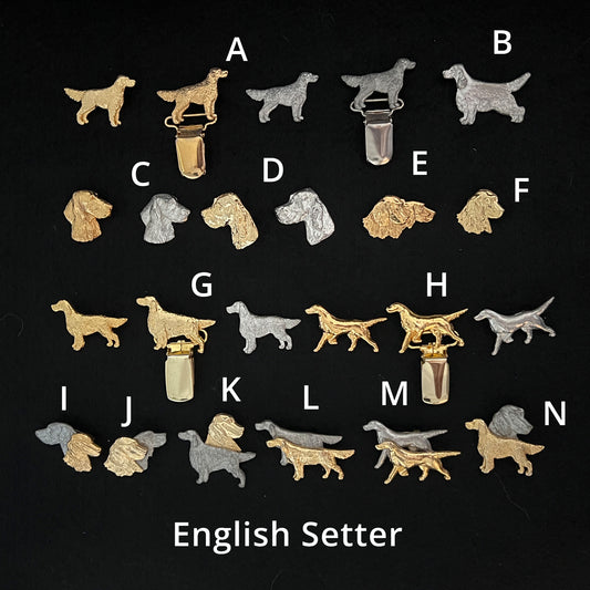 English Setter - Brooches, Showclips & Tiebars