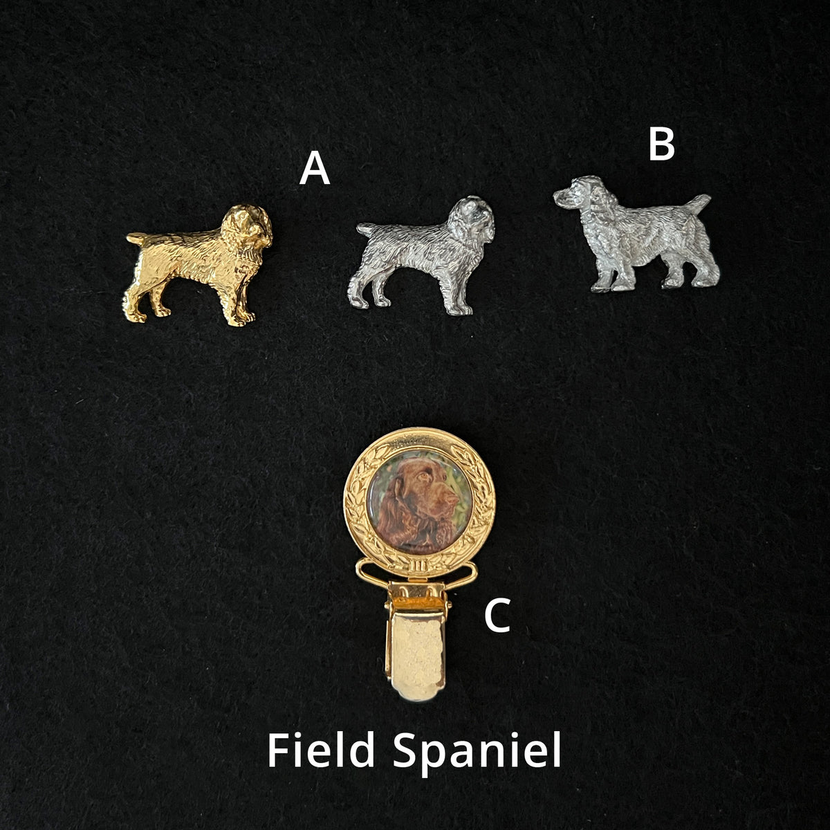 Field Spaniel - Brooches, Showclips & Tiebars