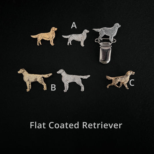 Flat Coated Retriever - Brooches, Showclips & Tiebars