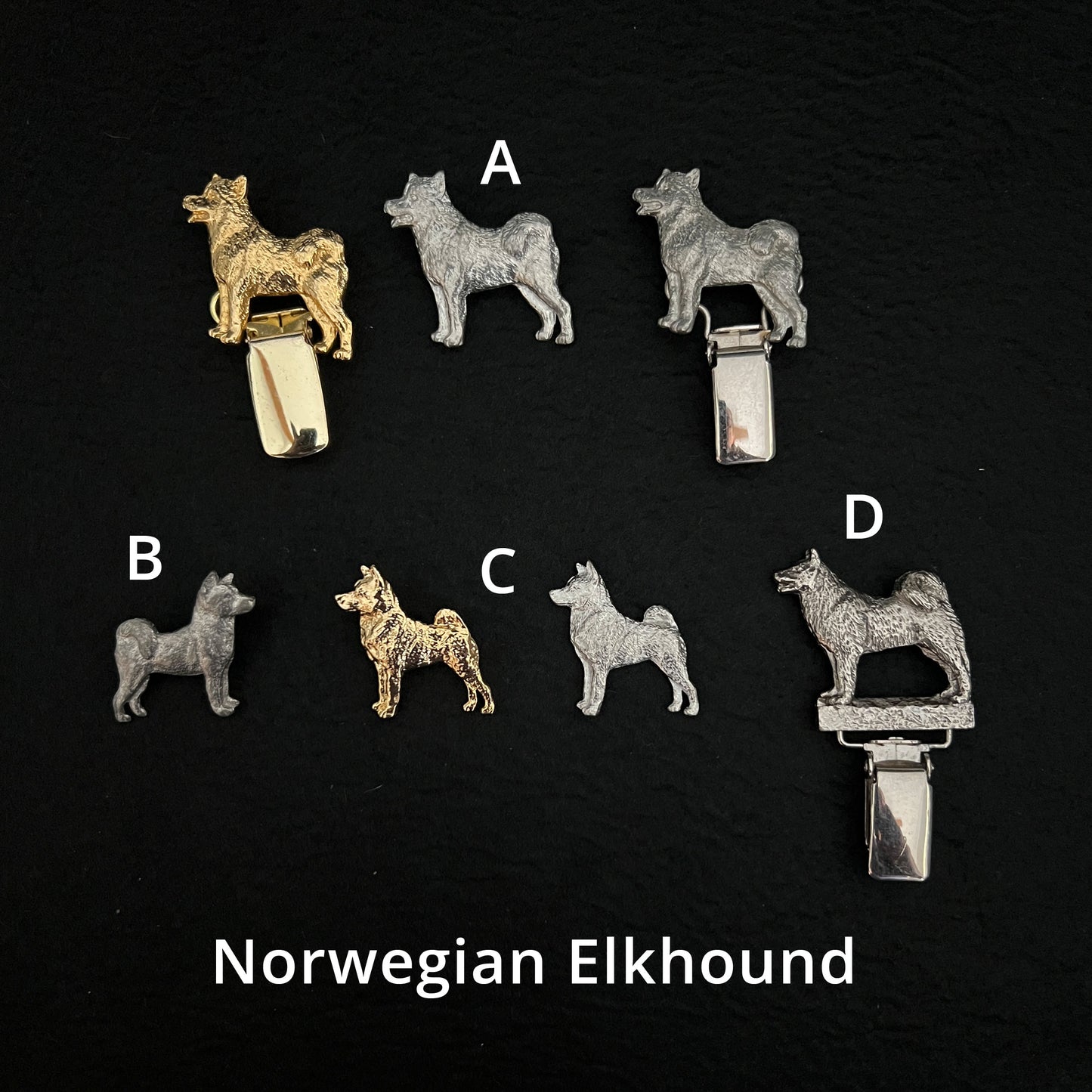 Norwegian Elkhound - Brooches, Showclips & Tiebars