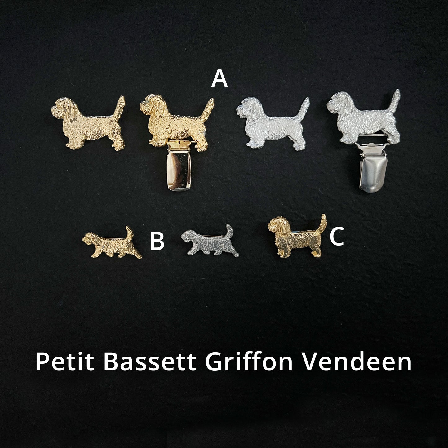 Petit Bassett Griffon Vendeen - Brooches, Showclips & Tiebars