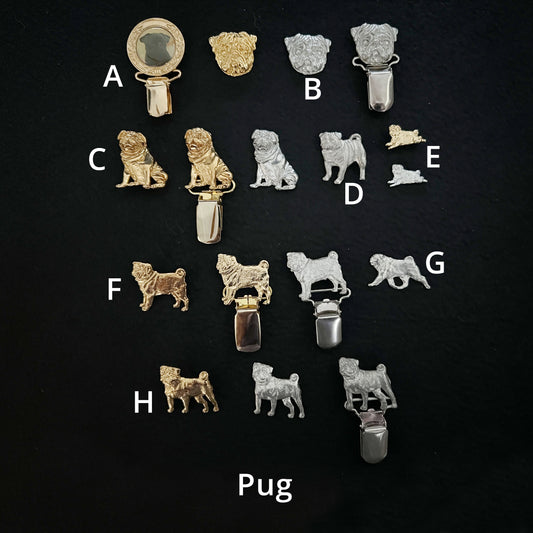 Pug - Brooches, Showclips & Tiebars