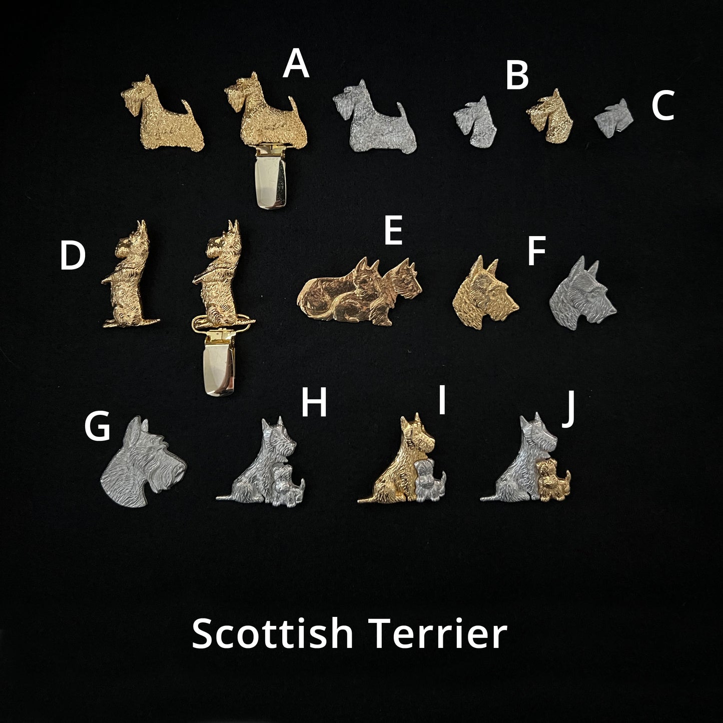 Scottish Terrier - Brooches, Showclips & Tiebars