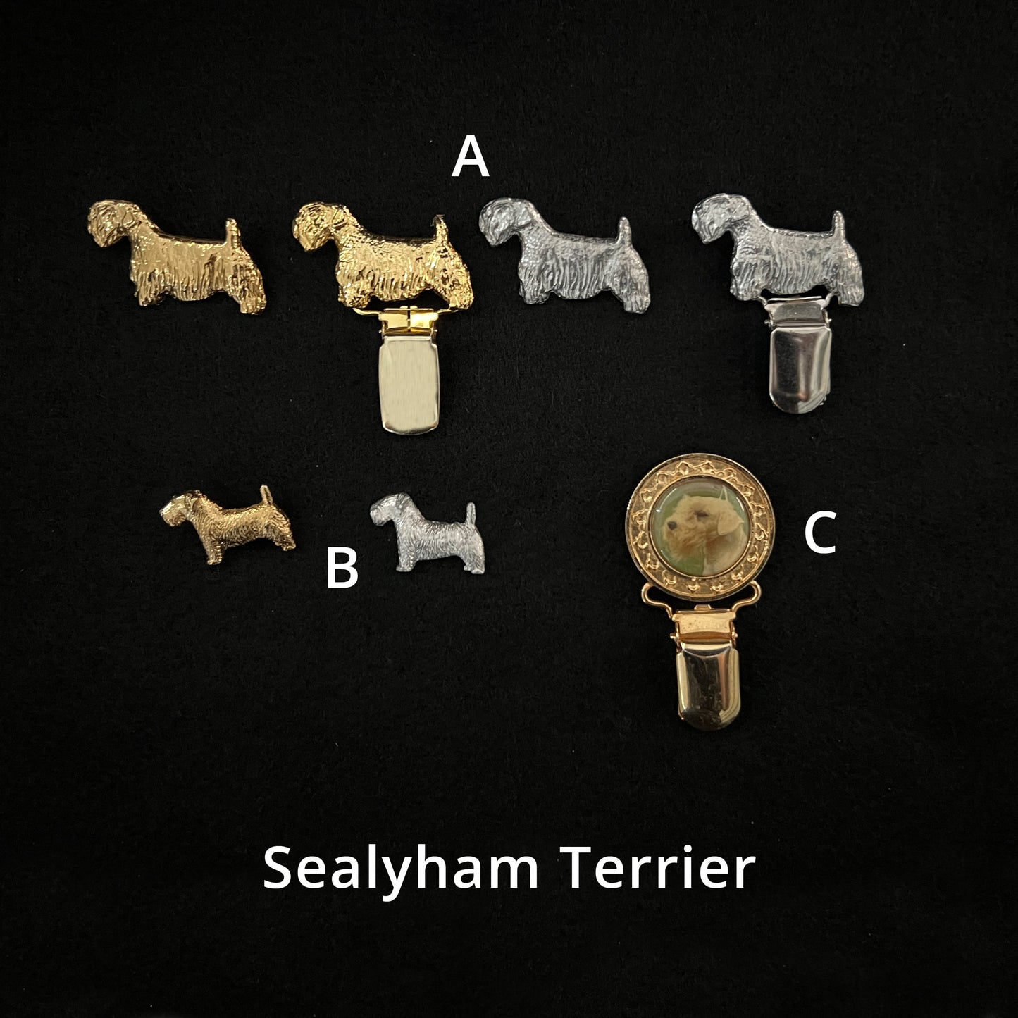 Sealyham Terrier - Brooches, Showclips & Tiebars