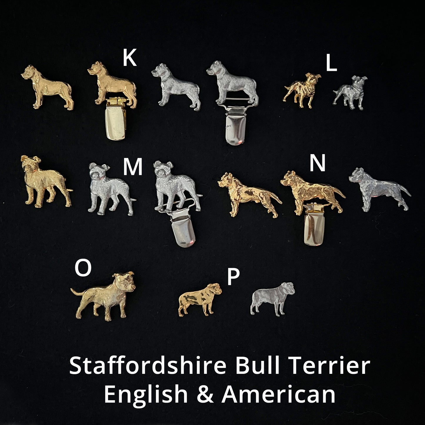 Staffordshire Bull Terrier (English & American) - Brooches, Showclips & Tiebars