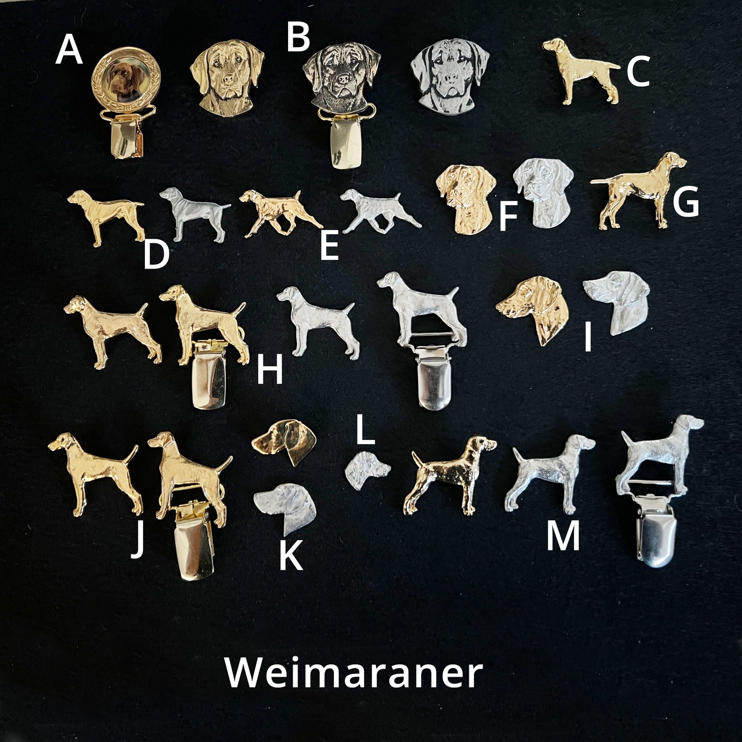 Weimaraner - Brooches, Showclips & Tiebars
