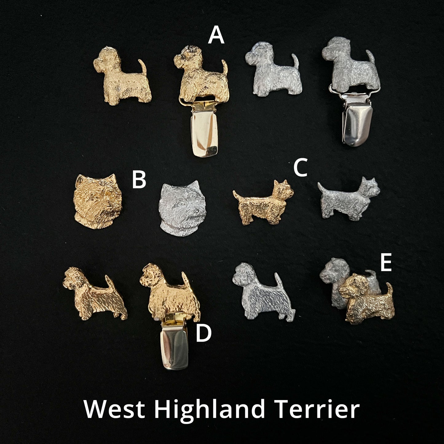 West Highland Terrier - Brooches, Showclips & Tiebars